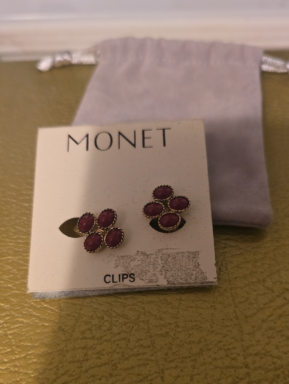 Monet Gold-Tone Earrings with Purple Cabochons